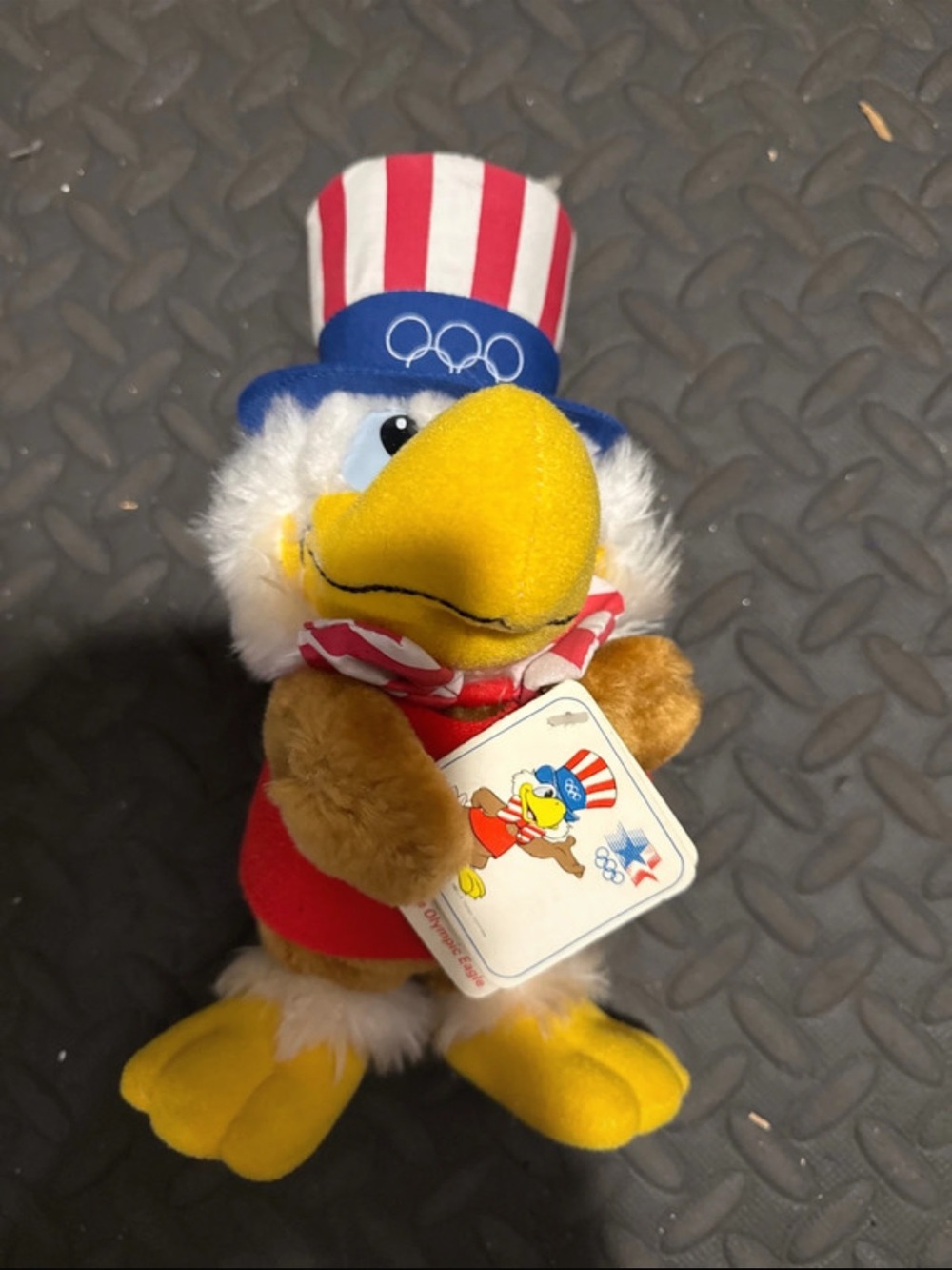 Vintage Patriotic Eagle Plush Toy - Yellow, Red & Blue